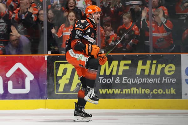 CELEBRATE: Sheffield Steelers' Cole Shudra is in line to make his full competitive debut for great Britain at the Olympic Qualifiers in Cardiff this week. Picture: Hayley Roberts/Steelers Media.