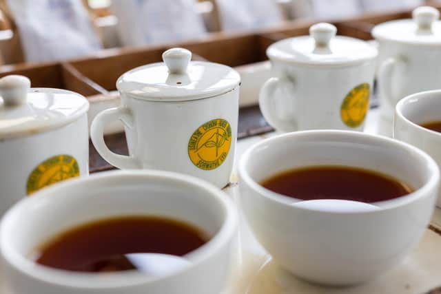 Tea testing cups at Sorwathe. Picture: Paul Broadie.