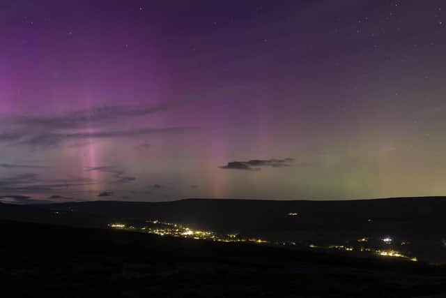 Aurora Borealis above Reeth Yorkshire Dales National Park which can be viewed during the Dark Skies Festival.