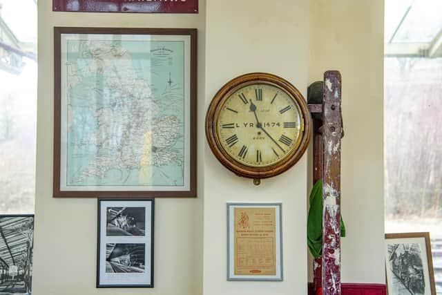 Railway memorabilia in the Shed 24H tearooms at Hellifield Railway Station