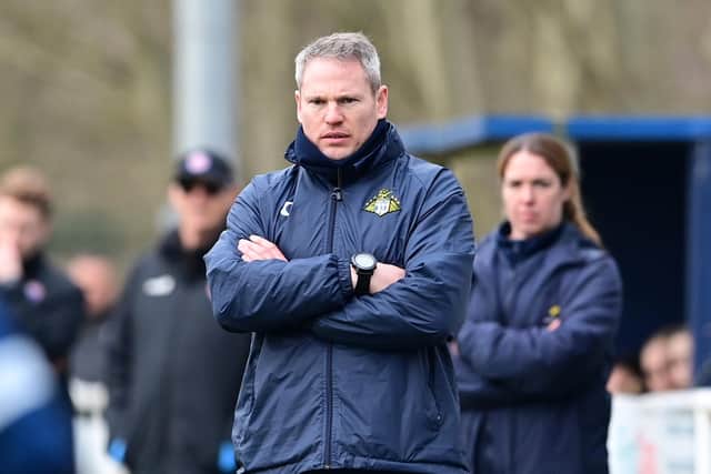 Ciaran Toner and assistant Amanda Greenslade, right, took over in November and have steadied the Rovers Belles ship (Picture: Howard Roe/AHPIX LTD courtesy of Doncaster Rovers Belles)
