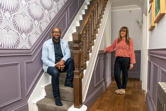 Lynn and Joel George dicovered the original bannister behind a 1960s boxed-in staircase