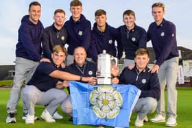 Yorkshire celebrate winning the men's County Championship at Southport & Ainsdale.