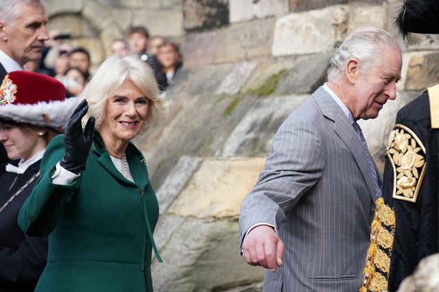 King Charles III and the Queen Consort attend a ceremony at Micklegate Bar in York where the Sovereign is traditionally welcomed to the city. Picture date: Wednesday November 9, 2022.