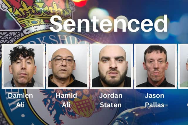Five members of a drug gang have been jailed for more than 25 years after a dad inadvertently led police to inspect his home - where they found £1million in cash under the floor.