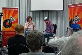 Will Hodgkinson and Lawrence in conversation at Louder Than Words. Picture: Duncan Seaman