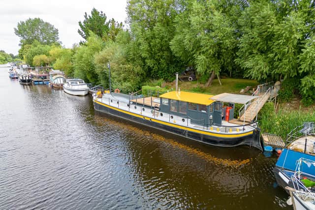 Gringley, centre, is a 75ft long and 16ft wide  Lincolnshire Keel now used as a houseboat