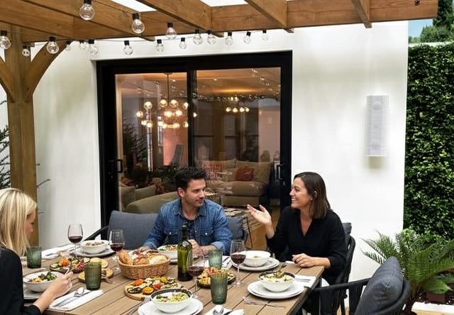 Enhance your outdoor space with lighting and music.