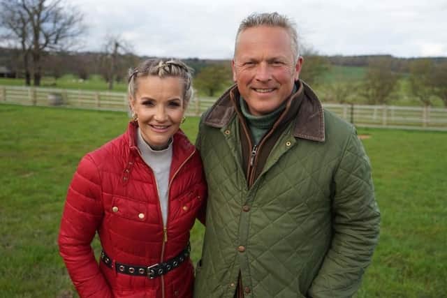 Helen Skelton and Jules Hudson on Harvest on the Farm. (Pic credit: Channel 5)