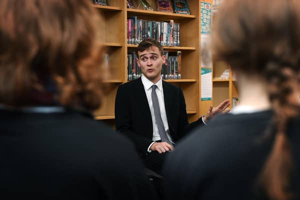 Keir Mather MP delivers his advice to students at Sherburn High School, in February.