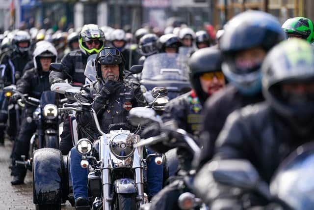 Hundreds of bikers ride from Beverley market place at the start of a memorial bike ride. (Pic credit: Ian Forsyth / Getty Images)