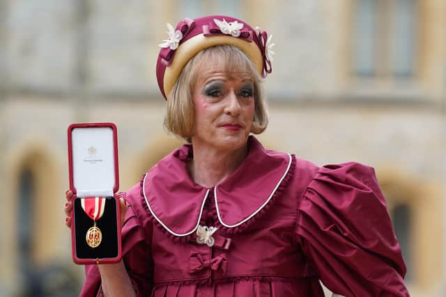 Sir Grayson Perry, artist, writer and Broadcaster after being made a Knight Bachelor by the Prince of Wales during an investiture ceremony at Windsor Castle, on June 28, 2023 (Photo by Andrew Matthews - Pool/Getty Images)