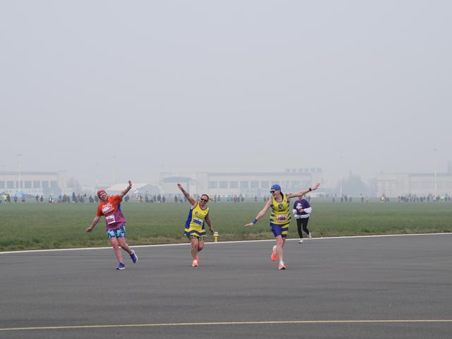 Runners get into the spirit of things at the Run The Runway event at Doncaster Sheffield Airport