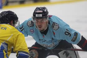 Nathan Salem, in action for Sheffield Steeldogs against Leeds Chiefs back in November 2019 Picture courtesy of Cerys Molloy.