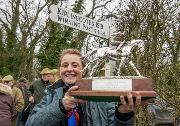First established in 1519 the Kiplingcotes Derby is run on the third Thursday in March along roadside verges in the small hamlet near Market Weighton in the East Riding.Julie Campbell aboard Merlin winner of the 505th Kiplingcotes Derby run on the Yorkshire Wolds near Market Weighton, the oldest horse race the world, photographed by Tony Johnson for The Yorkshire Post. 21th March 2024