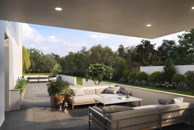 Computer generated image of a balcony