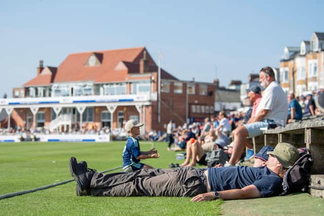 Spectators snooze on the boundary at North Marine Road. Picture by Allan McKenzie/SWpix.com