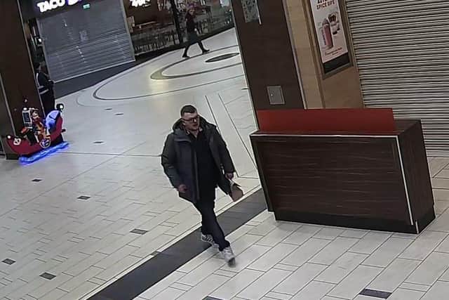 Enquiries are ongoing but officers are keen to identify the man in the images as they may be able to assist with enquiries. Officers have conducted CCTV searches around the town centre and have seen the man in the Frenchgate Centre heading towards Doncaster train station a short time after the reported incident.
