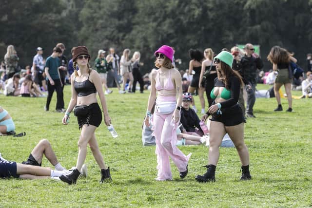 Festival goers the first day of Leeds Festival, West Yorks. Leeds Festival and will run until Sunday, pictured in West Yorks, Aug 25 2023.