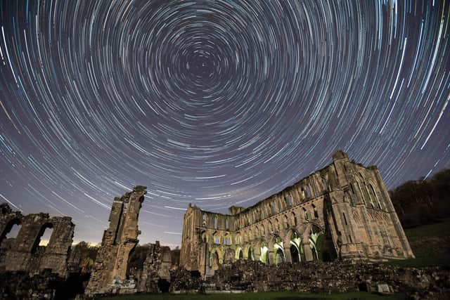 Star trails over Rievaulx Abbey.  
 Picture Bruce Rollinson