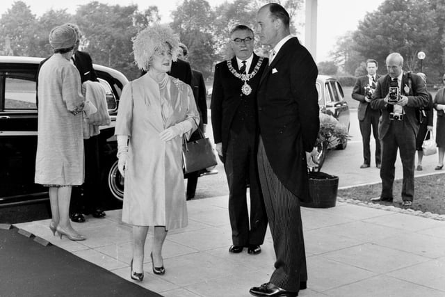 The Queen Mother opens Dunfermline College of Physical Education at Cramond in June 1966.