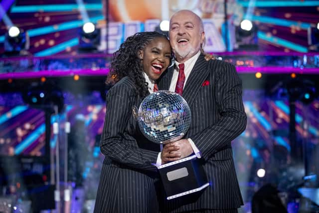 Bill Bailey and Oti Mabuse, winners the final of Strictly Come Dancing 2020. Guy Levy/BBC