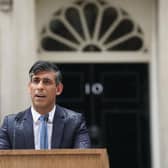 Prime Minister Rishi Sunak issues a statement outside 10 Downing Street, London, after calling a General Election for July 4. PIC: Stefan Rousseau/PA Wire