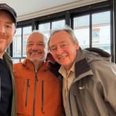 Kinship Coffee Shop owner Tom Watson with comedians Bob Mortimer and Paul Whitehouse. (Pic credit: Tom Watson)