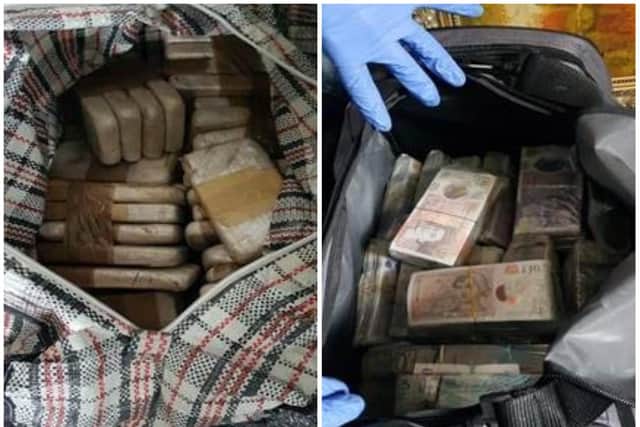 They found 31 kilos of heroin inside  two laundry bags in the attic. A total of £100,000 was found in a padlocked sports bag. Photo: West Yorkshire Police