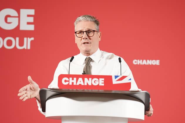 Labour Party leader Sir Keir Starmer makes his first keynote speech during his visit to Lancing in West Sussex, while on the General Election campaign trail. Picture: Stefan Rousseau/PA Wire