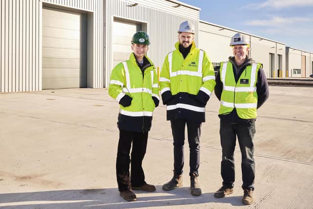 Tim Munns, Wharfedale Property Management director; Daniel Bower, LHL Group director; and Kevin Simon, Castlehouse Construction project manager.