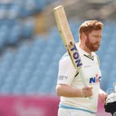 Jonny Bairstow walks off after making 97 for Yorkshire seconds on his comeback from injury (Picture: John Clifton/SWpix.com)