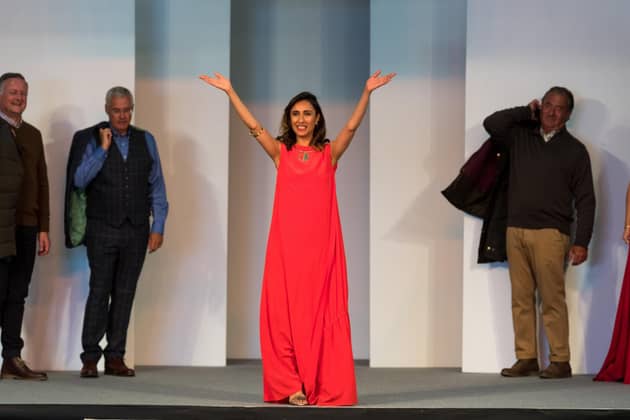 Anita Rani (centre) presenting Celebrity Fashion on the Kuoni Catwalk at Great Yorkshire Show in 2018. Picture: James Hardisty.
