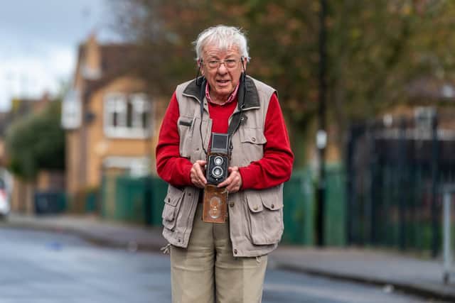 Date: 4th November 2021.
Picture James Hardisty.
Dr Alec Gill, 75, of Hull, a renowned Hull historian, and keen amateur photographer for over 50 years has taken over 6,000 black-and-white photographs, with his 120 Rolleicord twin-lens reflex camera capturing Hull's history in the Hessle Road area and its people. Alec, has started a campaign to hopefully bring his work to life in the form of a book he's wanting to raise a total of £17,500 to ensure the photographic book is able to be published.