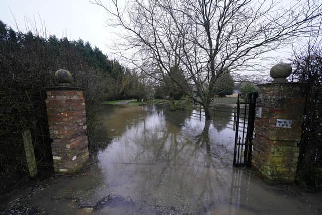 A flooded driveway near Watton in Yorkshire.
