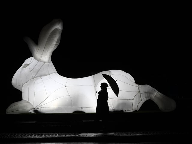 The Awakening light festival in Hull. Parer Studio's Intrude captured by The Yorkshire Post photographer Jonathan Gawthorpe.
