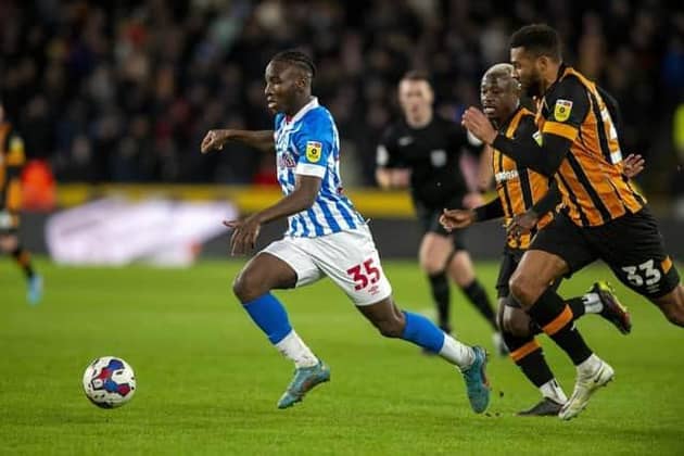 Brahima Diarra, pictured during Huddersfield Town's game at Hull City in January. Picture: Bruce Rollinson.
