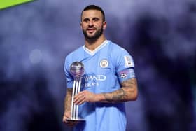 WORLD CHAMPION: Manchester City's Kyle Walker with the silver ball for the second best player at this month's Club World Cup in Saudi Arabia