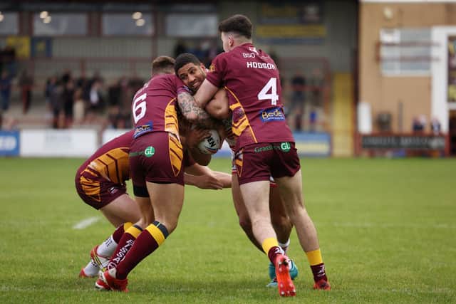 Josh Hodson gets to grips with Nene Macdonald during his time with Batley. (Photo: John Clifton/SWpix.com)