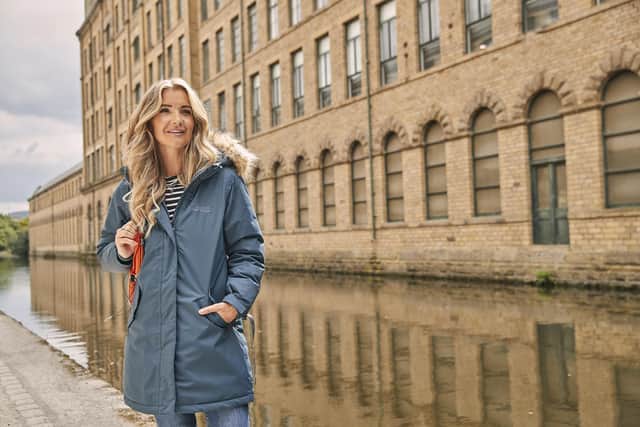 Helen Skelton wears North Ridge Range Down Parka, now £135 (members’ price, card costs £5), from Go Outdoors.