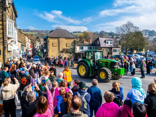 A convoy of tractors heading into Pateley Bridge before stopping at Niddedale Showground for a short break before continuing their onward journey to Greenhow, Menwith Hill, Hampsthwaite, Birstwith, Ripley and returning back to Knaresborough. Picture: James Hardisty.