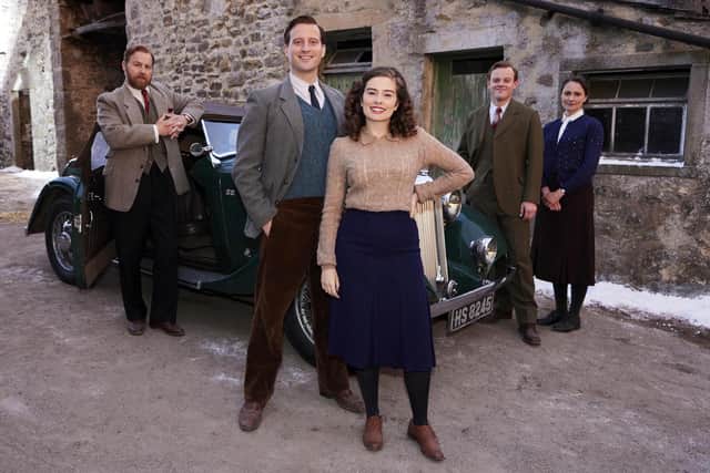 All Creatures Great and Small Christmas special with James Herriot (Nicholas Ralph); Helen Herriot (Rachel Shenton); Mrs Hall (Anna Madeley); Tristan Farnon (Callum Woodhouse); Siegfried Farnon (Samuel West)