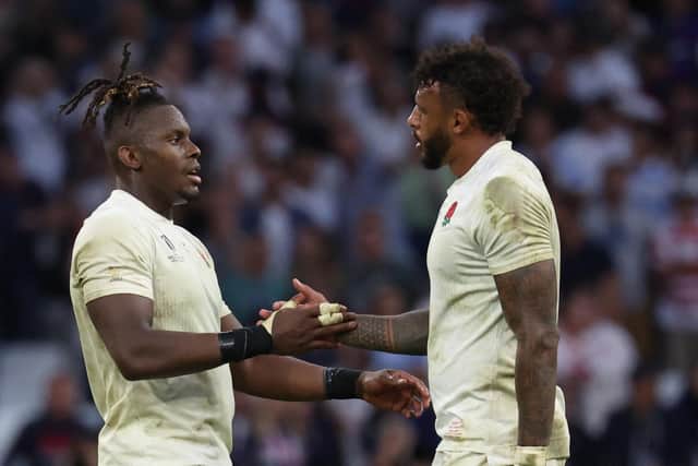 Can England's lock Maro Itoje (L) and blindside flanker Courtney Lawes produce the game of their lives to secure a World Cup final spot (Picture: PASCAL GUYOT/AFP via Getty Images)