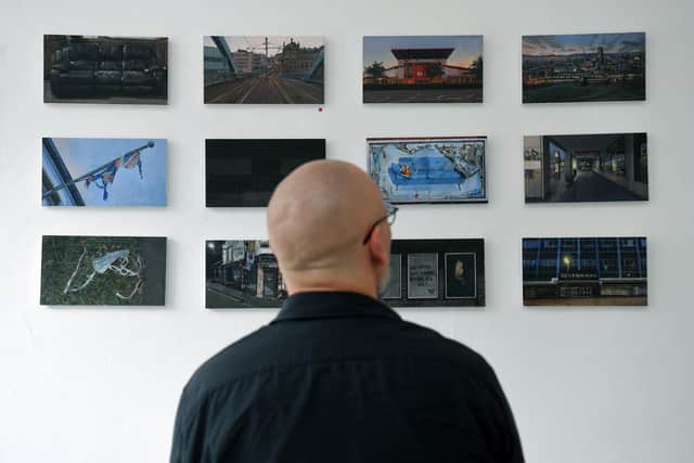 'Mapping Sheffield in Paint' a solo show by Andy Cropper, at Cupola Gallery.  Picture Jonathan Gawthorpe