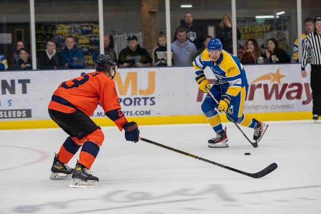 COMING AT YA: Zach Brooks, in action against Peterborough Phantoms back in September. Picture courtesy of Oliver Portamento.
