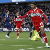 BRILLIANT: Middlesbrough’s Chuba Akpom celebrates after scoring his side's second goal against Blackpool at the Riverside Stadium Picture: Will Matthews/PA.