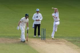 Yorkshire's Matt Milnes bowls on his first appearance since the opening game of the season. The pace bowler had been out with a stress fracture of the back. Picture: Tony Johnson.
