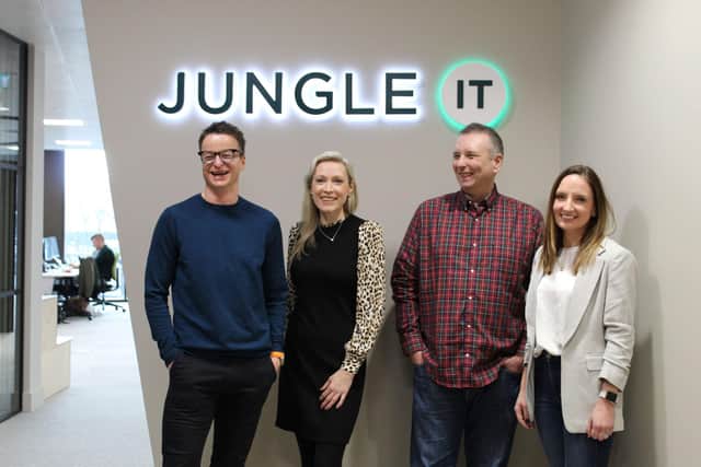 left to right - Jonathan Asquith Managing Director,  Jackie Wilkinson Finance Director, Richard Knight Operations Director, and Alex Carey Client Success Director