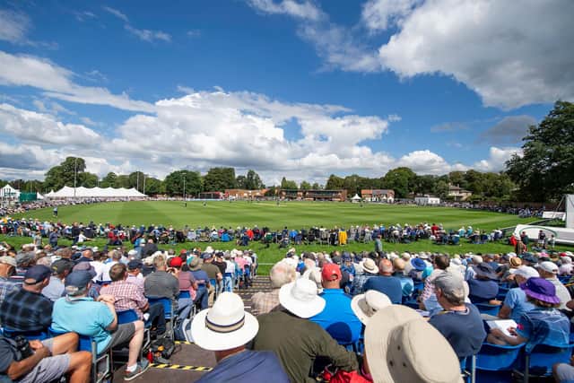 Spectators soak up the sunshine as Yorkshire take on Surrey at York. Picture by Allan McKenzie/SWpix.com
