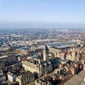 Aerial view of Wakefield city centre